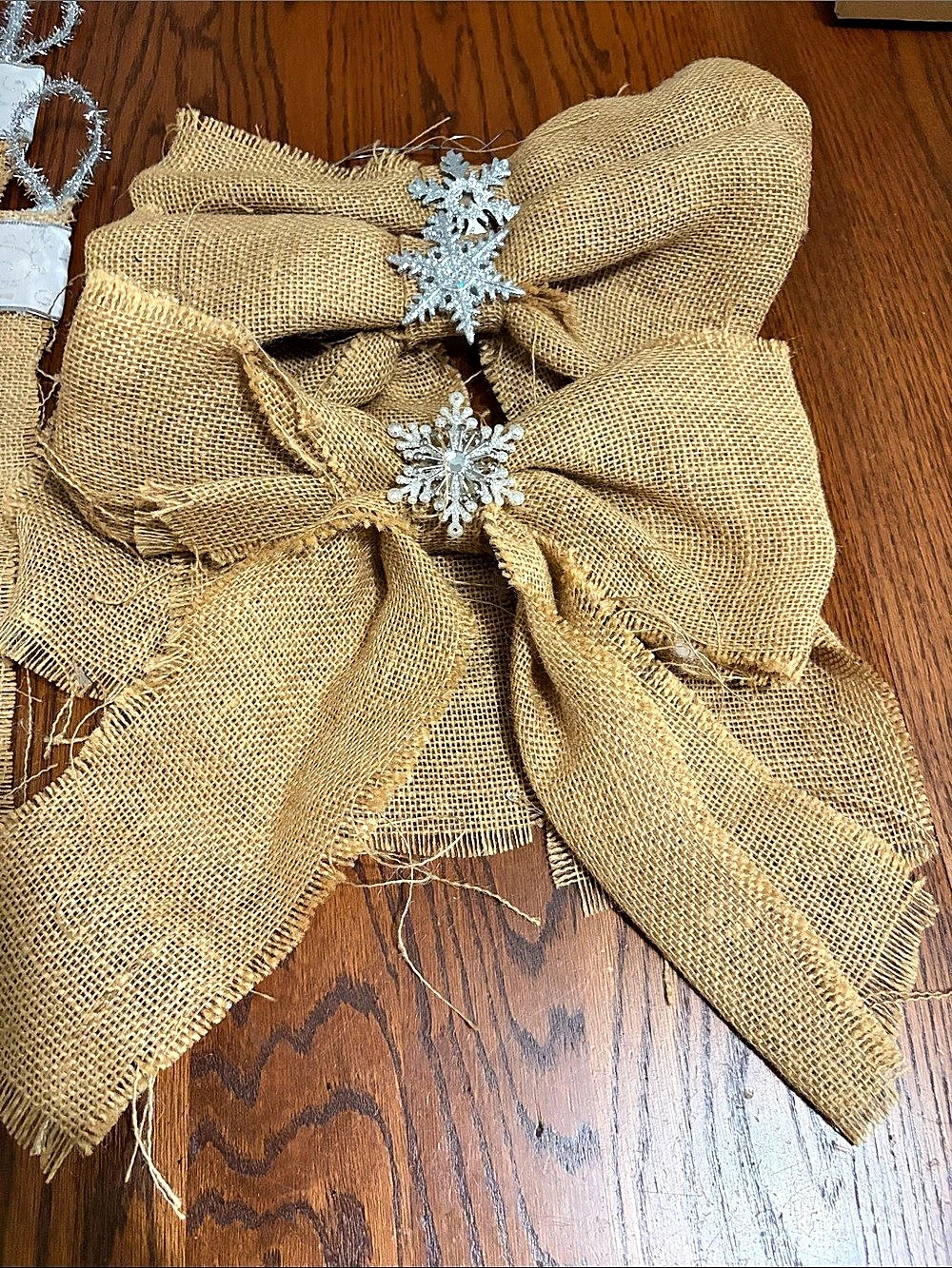 Burlap Christmas Stocking & Bow Set